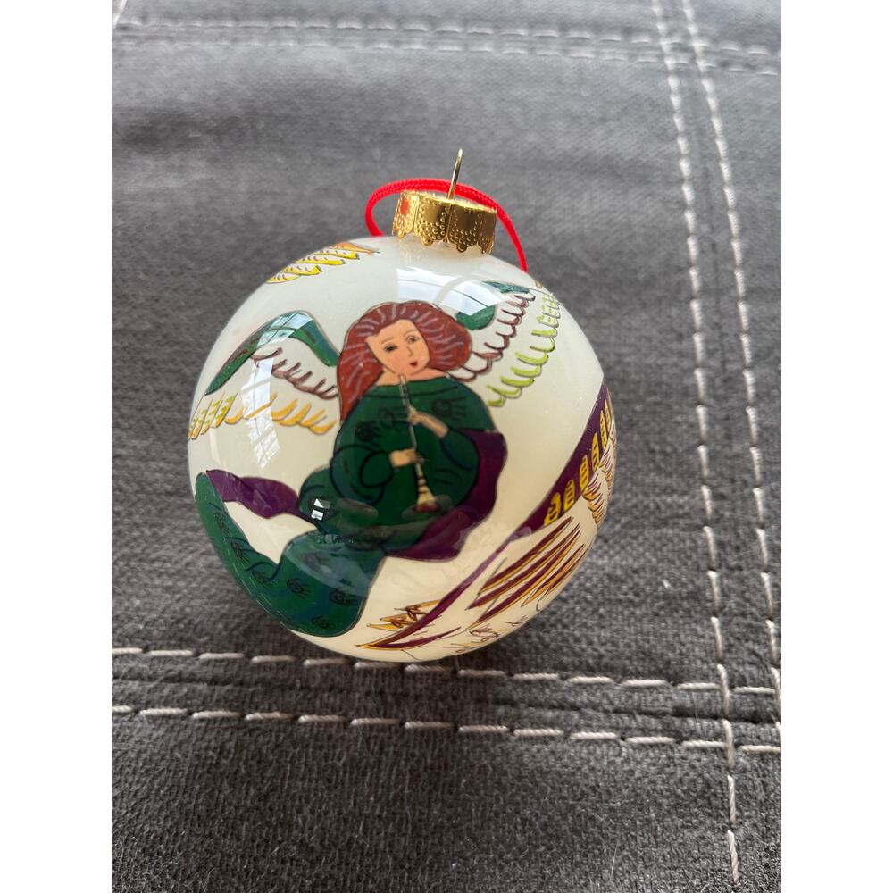 Gorgeous handblown and hand painted Christmas ornament- one of a kind